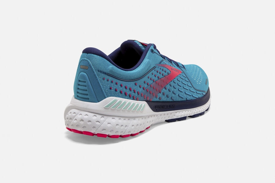 Brooks Adrenaline GTS 21 Road Running Shoes - Womens - Blue/Pink - QF3805972